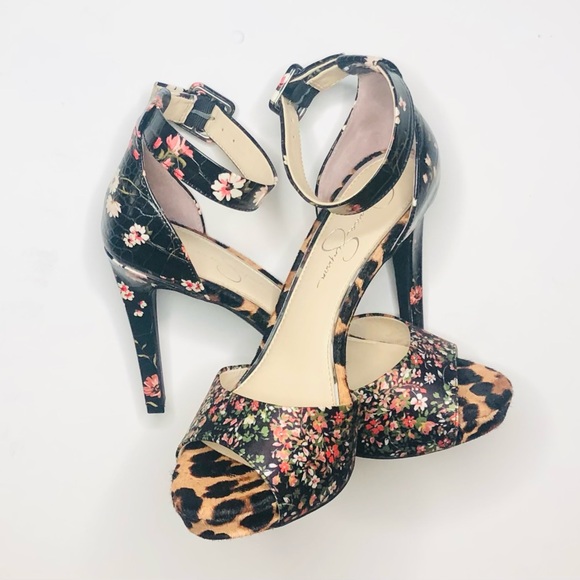 Jessica Simpson Shoes - Jessica Simpson Black Floral and Leopard Heels